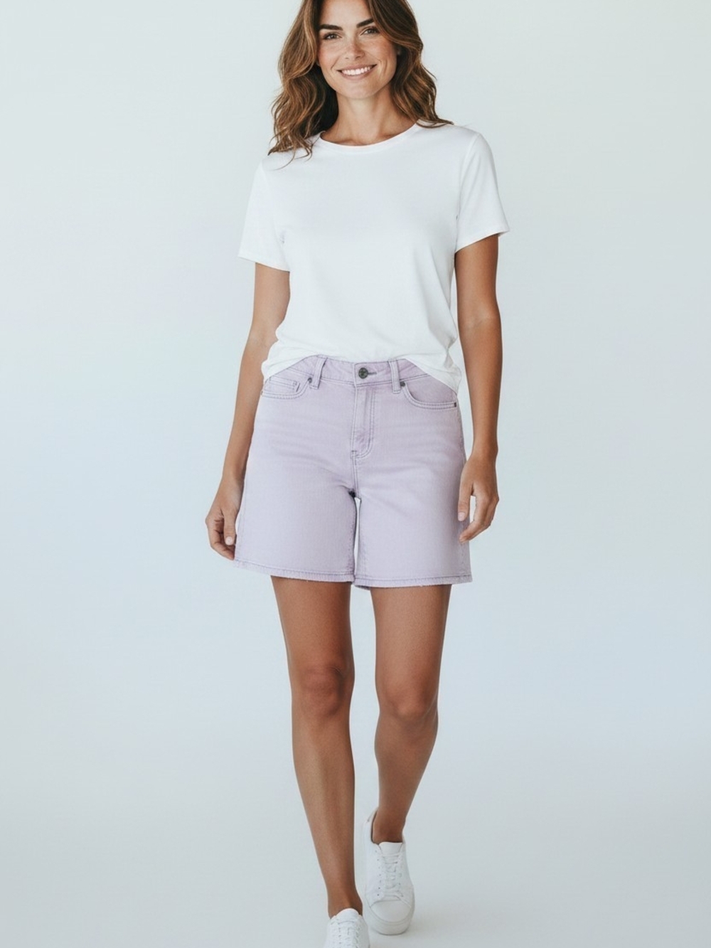 Women’s Lavender Mid-Rise Jean Shorts